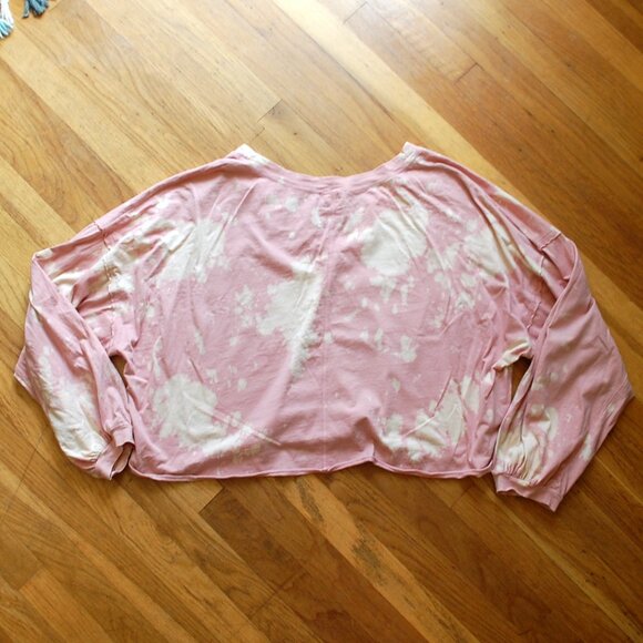 Peach Love Made in the USA Oversized Pink Tie Dye Crop Top Hippie - Picture 4 of 4
